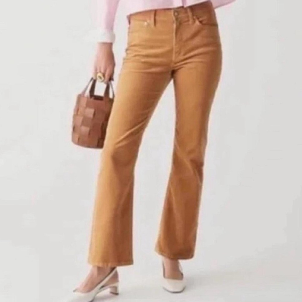 J.Crew Corduroy Flare Pants 27 Tall High Rise Wide Leg Tan 70s Fall 30” Inseam
